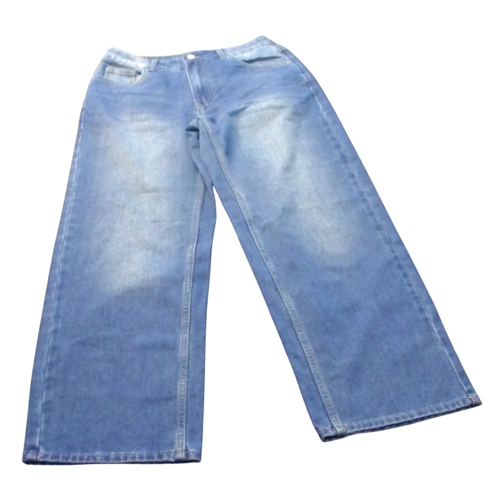 MYOURSA Medium Wash Wide Leg Denim Jeans Size M High Waisted Relaxed Fit